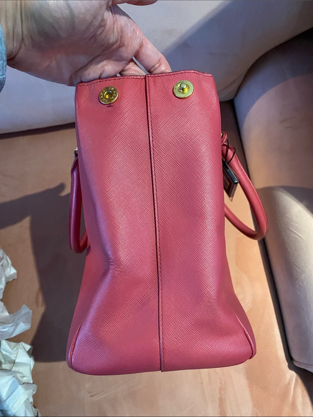 Pre Owned Prada Galleria small Saffiano leather bag in Raspberry Pink - Picture 10 of 16